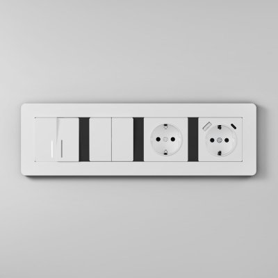 Рамка на 4 поста Split (белый/черный, soft-touch) Werkel W0043068 Рамка на 4 поста Split (белый/черный, soft-touch) Werkel W0043068