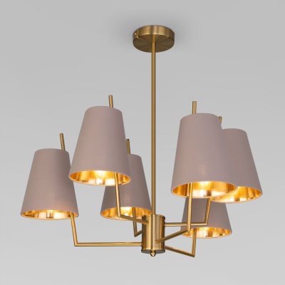 Потолочная люстра с тканевыми абажурами 60173/6 латунь Eurosvet Потолочная люстра с тканевыми абажурами 60173/6 латунь Eurosvet