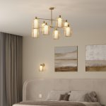 Потолочный светильник металлическим абажуром и стеклянным плафоном 30192/8 золото Eurosvet