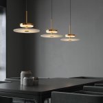 Светодиодный подвесной светильник с мраморным рассеивателем 40342 LED латунь