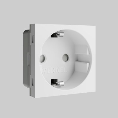 Модульная розетка с заземлением и шторками 45*45  (белый) Werkel W1171160