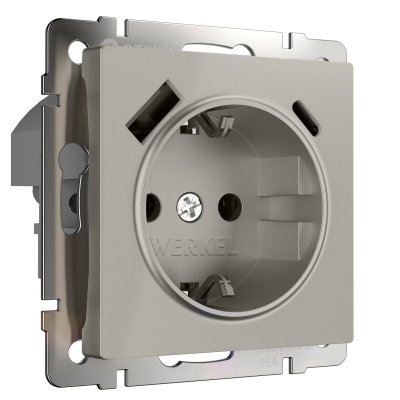 Розетка с заземлением, шторками и USB тип A+C (дымчатый) Werkel W1271704
