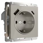 Розетка с заземлением, шторками и USB тип A+C (дымчатый) Werkel W1271704