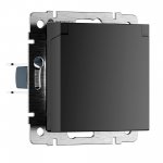 Розетка влагозащ. с зазем. с защит. крышкой и шторками N (черный матовый) Werkel W1171208