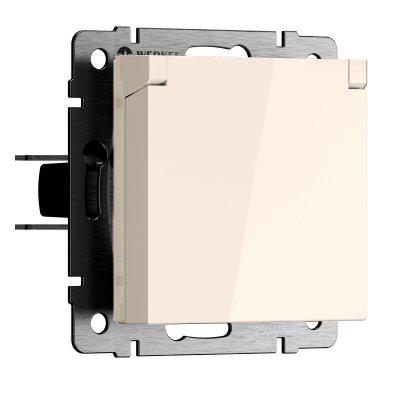 Розетка с заземлением и шторками c крышкой IP44 N (айвори матовый) Werkel W1171262