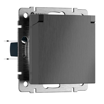 Розетка влагозащ. с зазем. с защит. крышкой и шторками N (графит рифленый) Werkel W1171204 Розетка влагозащ. с зазем. с защит. крышкой и шторками N (графит рифленый) Werkel W1171204