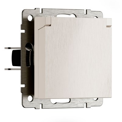 Розетка влагозащ. с зазем. с защит. крышкой и шторками N (перламутровый рифленый) Werkel W1171213