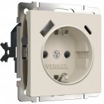 Розетка с заземлением, шторками и USB тип A+C (айвори матовый) Werkel W1171762