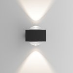 Уличный настенный светильник со светодиодами Lenses черный 35191/W