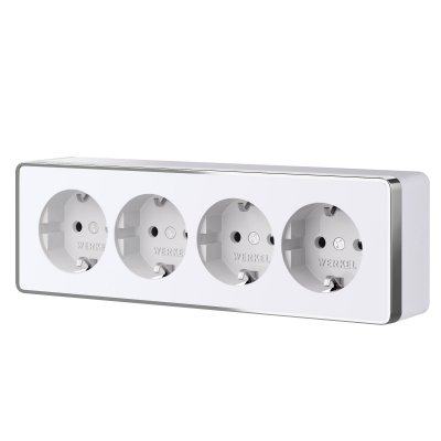 Розетка четверная с заземлением и шторками Gallant белая W5072210 Розетка четверная с заземлением и шторками Gallant белая W5072210