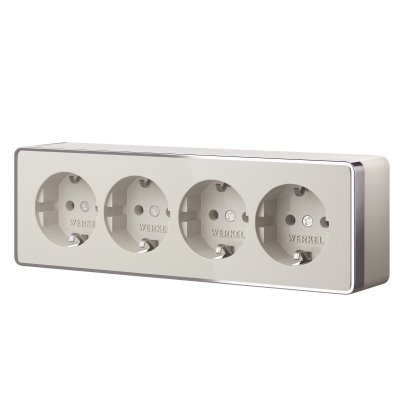 Розетка четверная с заземлением и шторками Gallant слоновая кость W5072204