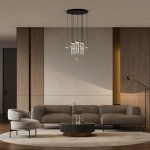 Подвесной светодиодный светильник со стеклянными плафонами 301102 LED латунь