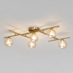 Потолочный светильник со стеклянными плафонами 502001/5 латунь