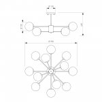 Потолочный светильник со стеклянными плафонами 502002/12 латунь