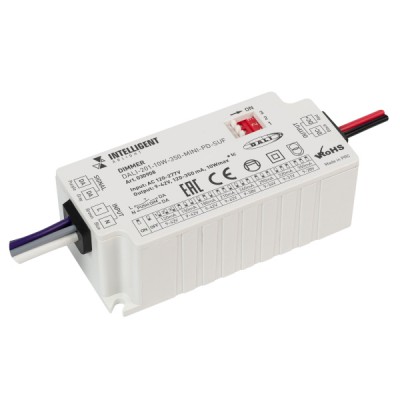 INTELLIGENT ARLIGHT Диммер DALI-201-10W-350-MINI-PD-SUF (230V, 120-350mА) (IARL, Пластик) Arlight 30908