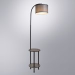 Изогнутый торшер с полочками и абажуром Arte Lamp A4055PN-1BK