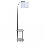 Изогнутый торшер с полочками и абажуром Arte Lamp A4055PN-1BK