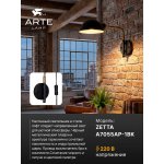 СВЕТИЛЬНИК НАСТЕННЫЙ Arte Lamp A7055AP-1BK ZETTA