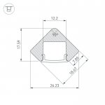 Профиль с экраном ALU-D45-2000 ANOD+FROST Arlight 18252