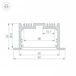 Профиль с экраном SL-LINIA62-F-2500 WHITE+OPAL Arlight 21374