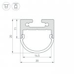Профиль с экраном SL-LINE-2011M-2500 BLACK+OPAL ROUND Arlight 27992