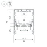 Профиль KLUS-POWER-W50-2000 ANOD (Arlight, Алюминий) Arlight 30303