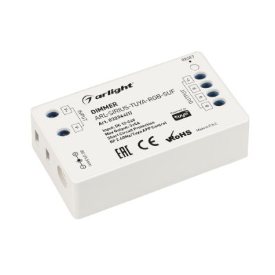 Диммер ARL-SIRIUS-TUYA-RGB-SUF (12-24V, 3x5A, 2.4G) (Arlight, IP20 Пластик, 3 года) Arlight 32344
