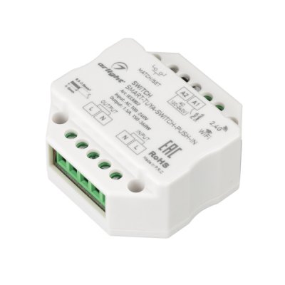 Контроллер-выключатель SMART-TUYA-SWITCH-PUSH-IN (230V, 1.5A, WiFi, 2.4G) (Arlight, IP20 Пластик, 5 лет) Arlight 33002
