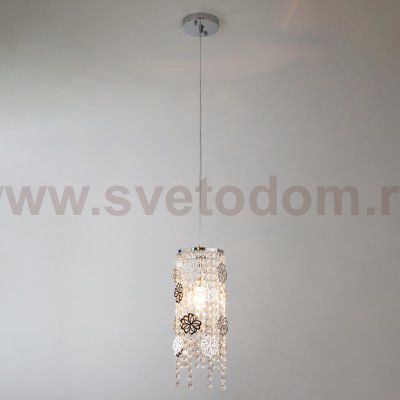 Подвесной светильник Eurosvet 10083/1 хром/прозрачный хрусталь Strotskis