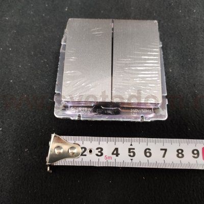 Выключатель двухклавишный с подсветкой (графит рифленый) WL04-SW-2G-LED Werkel