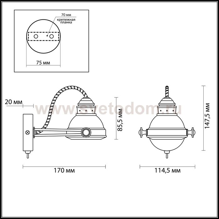 Настенный светильник Odeon light 3807/1W BRETA