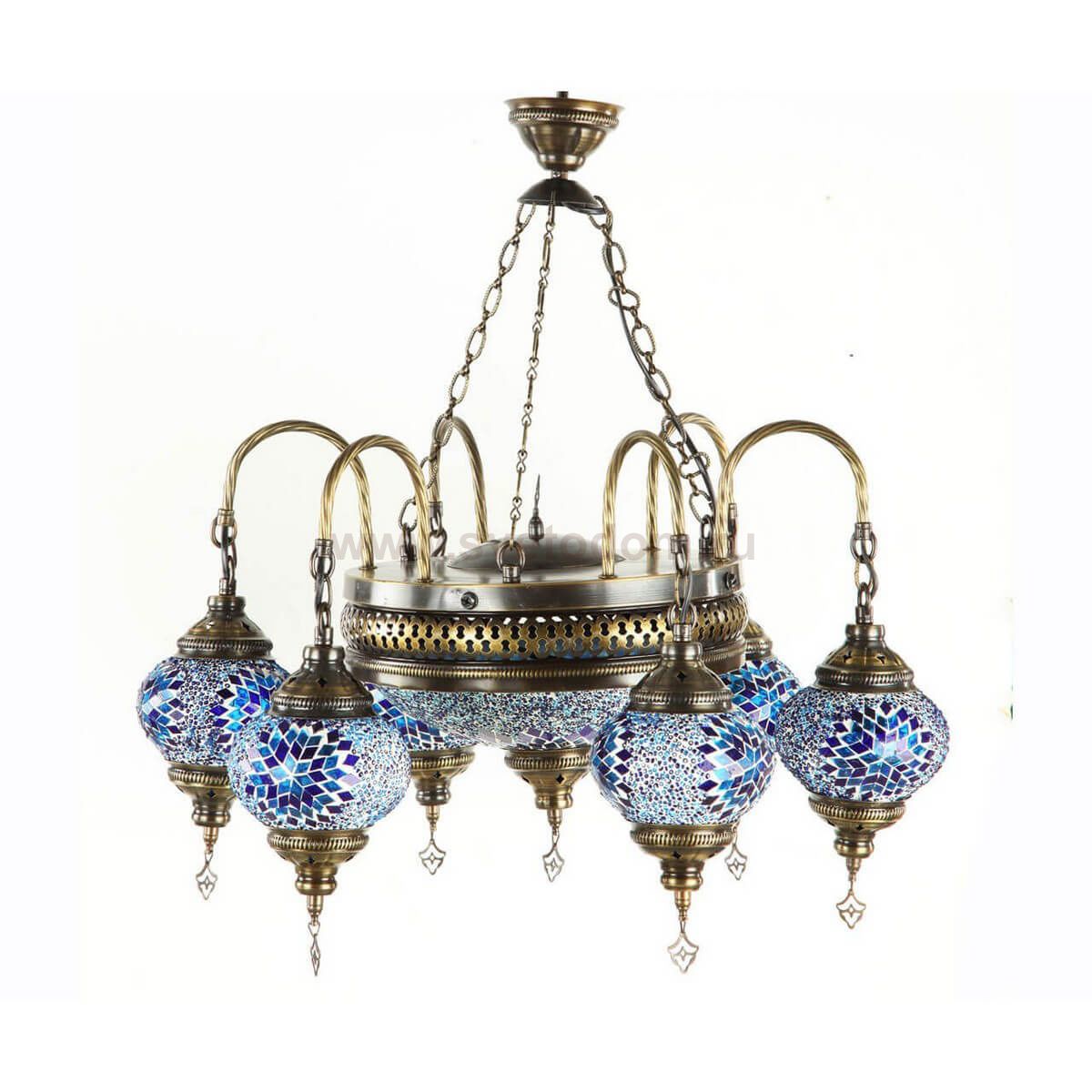 Люстра МАРОККО голубая h80 d60 E14 6*40w+2*40w Kink light 0212-6,05