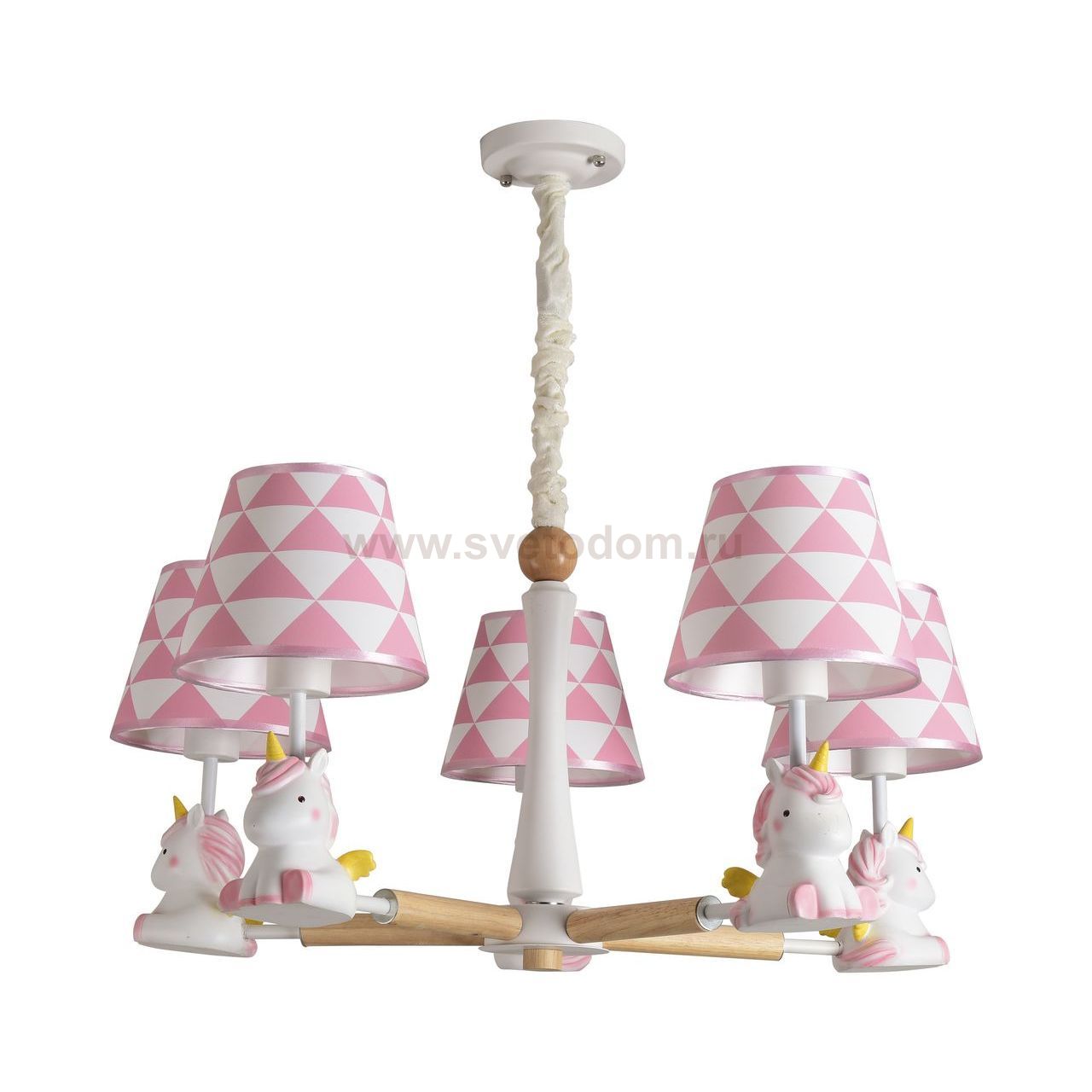 Люстра ЕДИНОРОГ розовая w75*75 h90 E27 5*40W Kink light 074153-5