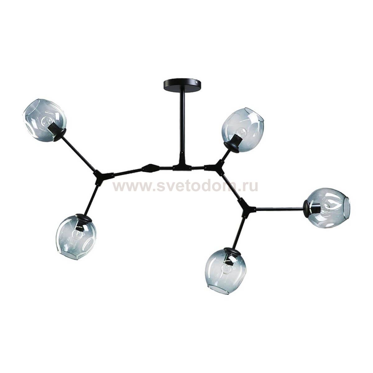 Люстра НИССА черная (голубые плафоны) w108*80 h45/65 E27 5*40W Kink light 07512-5,19(05)