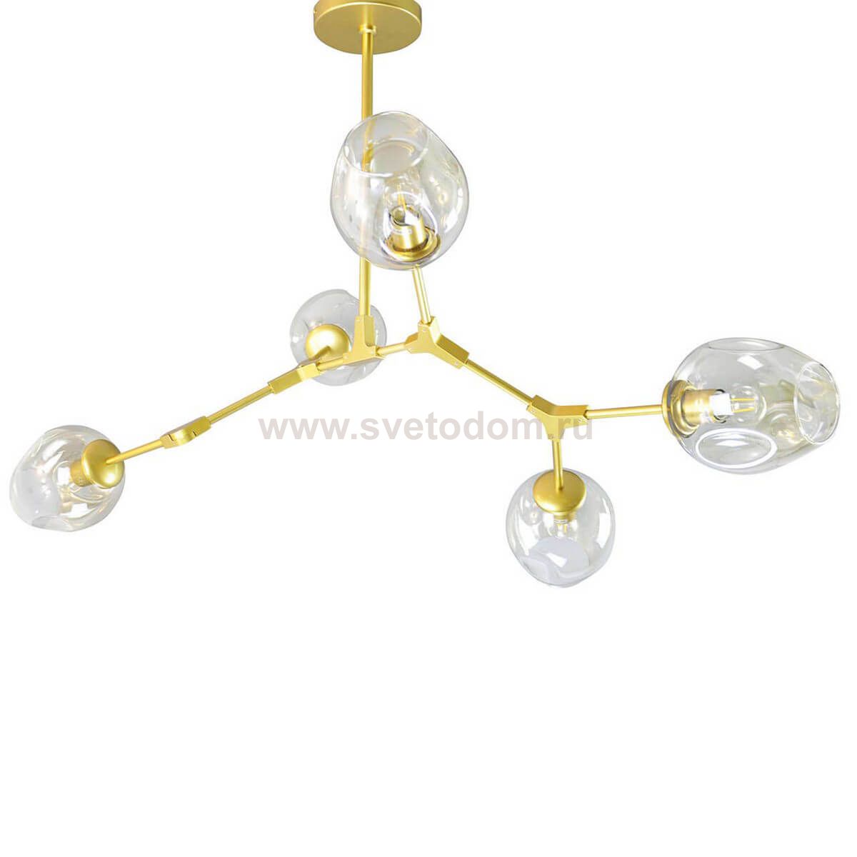 Люстра НИССА золото (медовые плафоны) w108*80 h45/65 E27 5*40W Kink light 07512-5,33