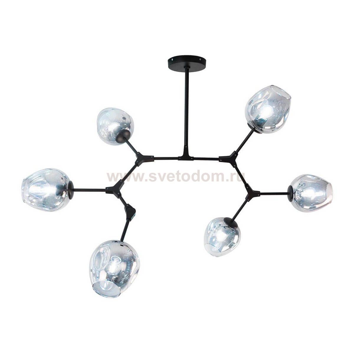 Люстра НИССА черная (голубые плафоны) w115*80 h45/65 E27 6*40W Kink light 07512-6,19(05)