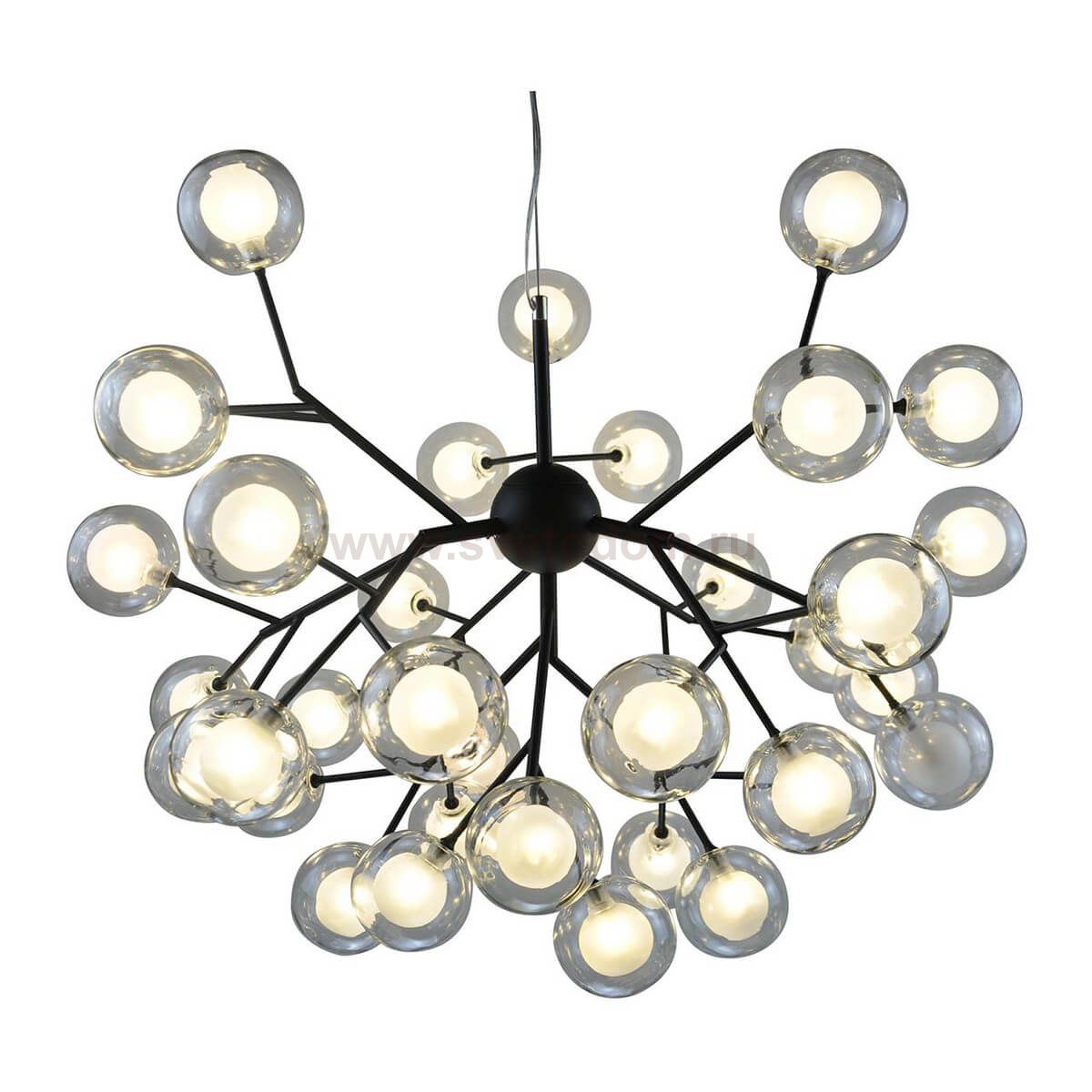 Люстра КАУКАС черная (белые плафоны) d72 h57 G4 54W (Led лампы в комплекте, 4000K) Kink light 07526-36,19