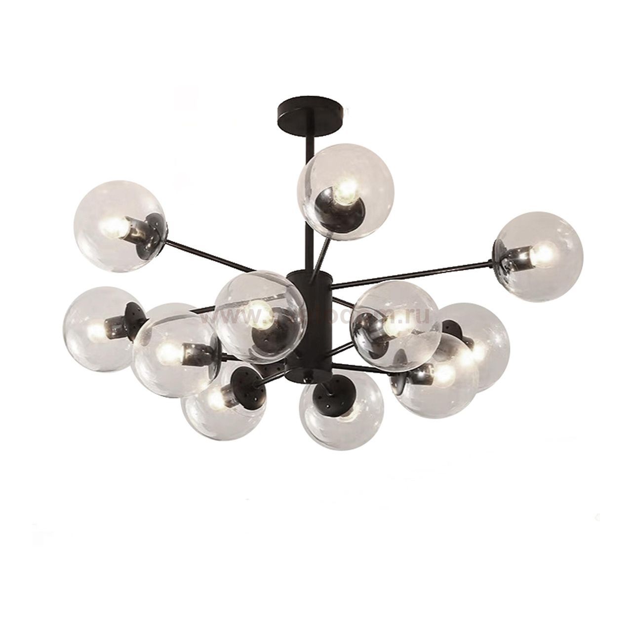 Люстра МОДИ черная (прозрачные плафоны) d80 h67 E27 12*40W Kink light 07535-12,19