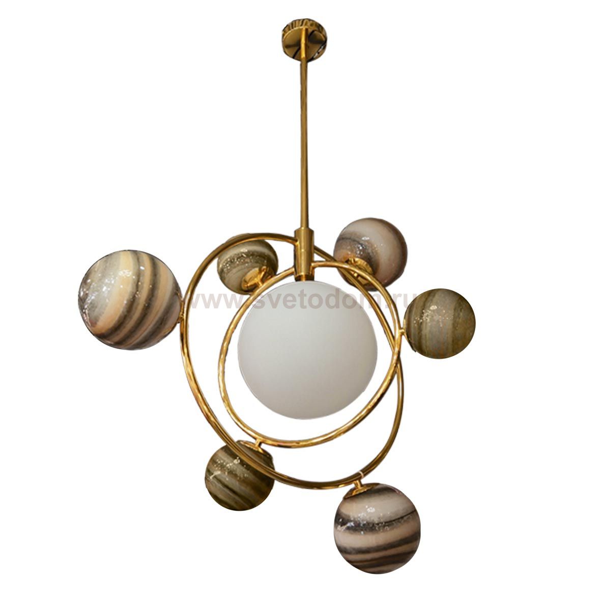 Подвесной светильник КОСМЕЯ золото (коричневые плафоны) w70*45 h90 G9 6*5W+E27 1*40W Kink light 07645-7,04