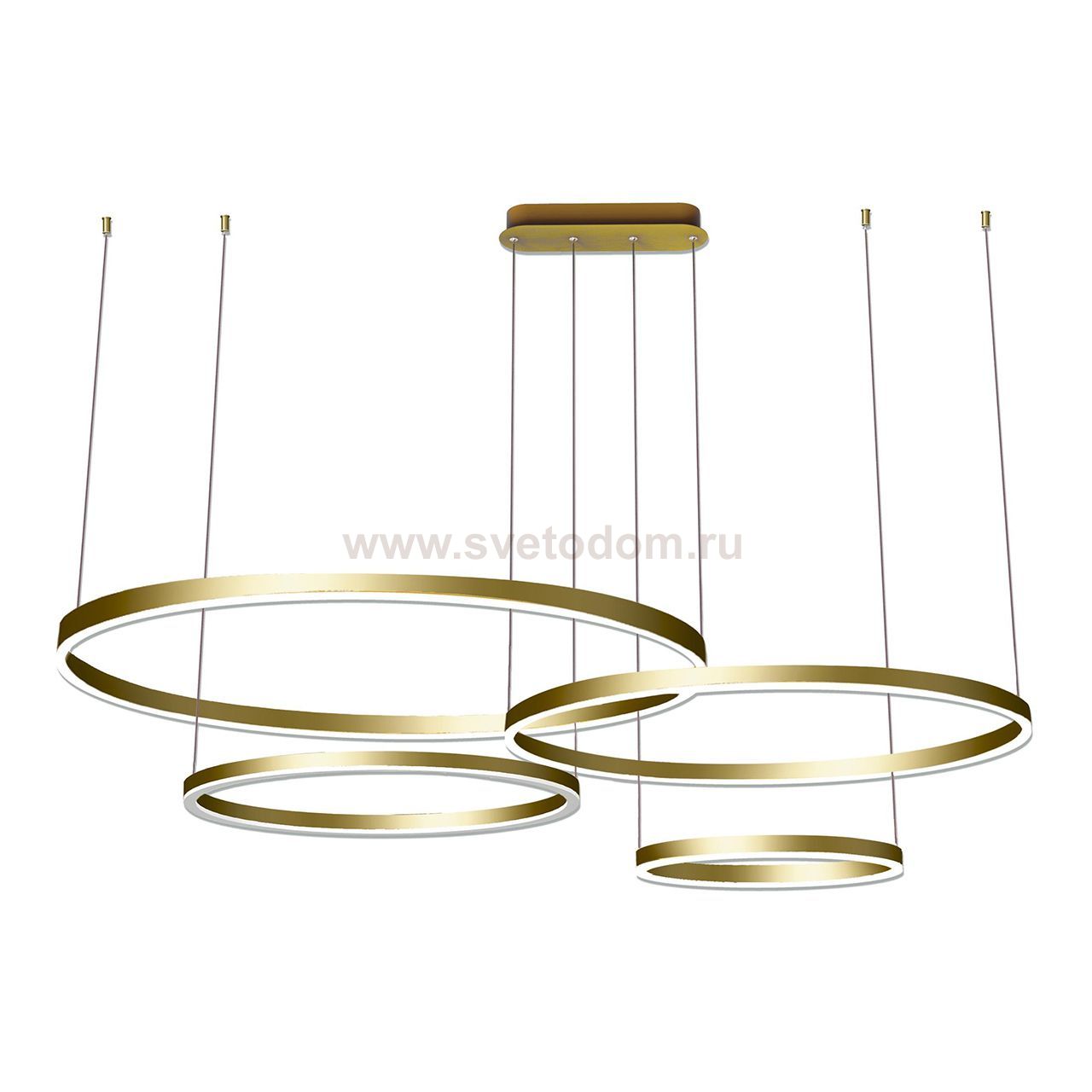 Подвесной светильник диммируемый ТОР золото w150*100 (d40+60+80+100) h110 Led 174w (3000k) с пультом ДУ Kink light 08204,33P