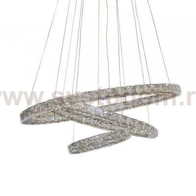 Подвесной светильник ЭЛЛИПС-КРИСТАЛЛ хром h120 d60+40+20 Led 84W (3000-6000К) с пультом ДУ, 3 яруса (Элипсы) Kink light 08562(3000-6000К)