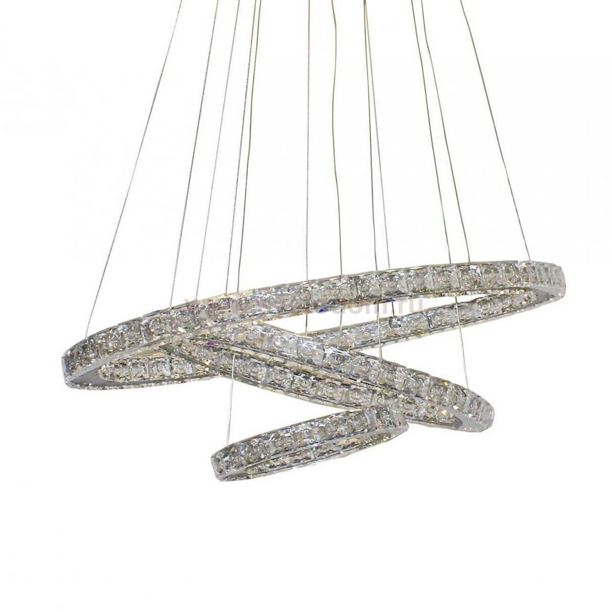 Подвесной светильник ЭЛЛИПС-КРИСТАЛЛ хром h120 d60+40+20 Led 84W (3000-6000К) с пультом ДУ, 3 яруса (Элипсы) Kink light 08562(3000-6000К)