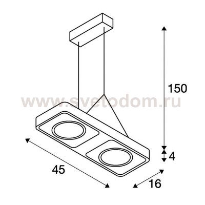 1000411 SLV LYNAH DOUBLE светильник подвесной c LED 32Вт, 3000K, 2000лм, 24°, белый
