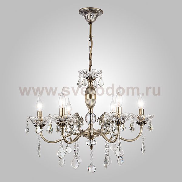 Люстра Eurosvet 10005/6 античная бронза/прозрачный хрусталь Strotskis
