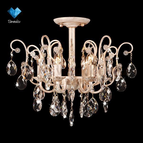 Светильник Eurosvet 10022/6 белый с золотом/ тонированный хрусталь Strotskis