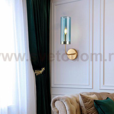 Настенный светильник Agne Blue Glass Tube wall light ImperiumLoft 100322-22