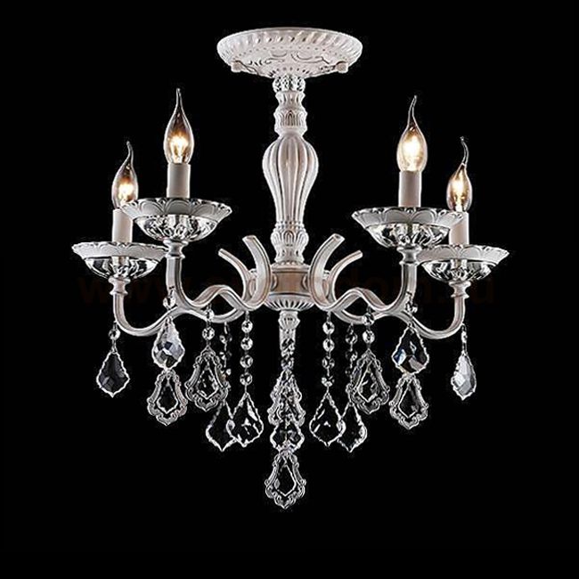 Eurosvet 10049/5 белый с серебром/прозрачный хрусталь