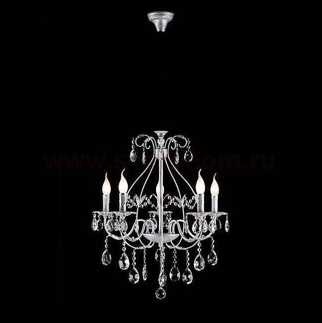 Eurosvet 10050/5 белый с серебром/прозрачный хрусталь