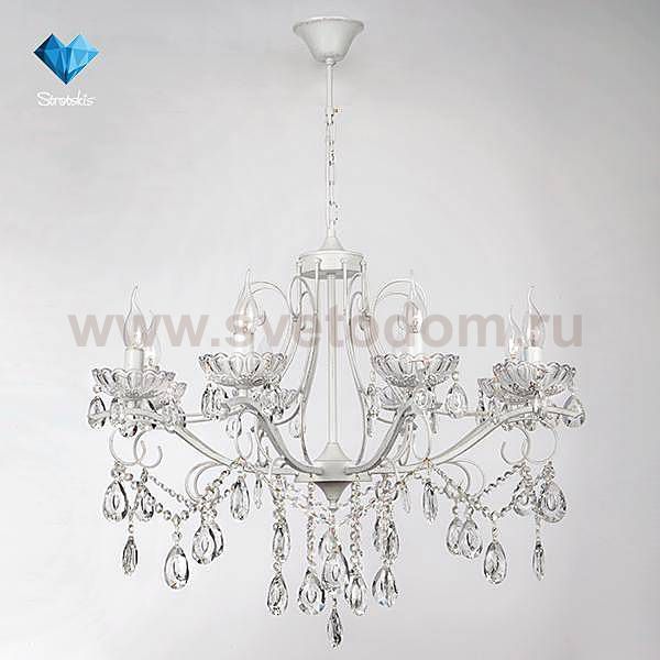 Eurosvet 10061/8 белый с золотом/прозрачный хрусталь