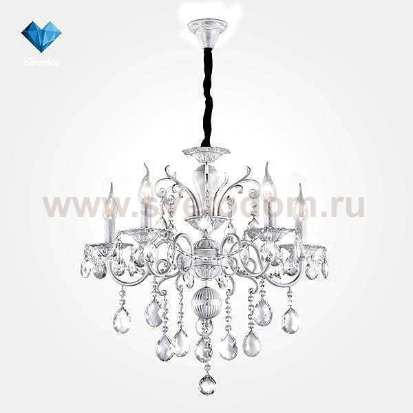 Люстра хрустальная Eurosvet 10064/5 белый с серебром Strotskis